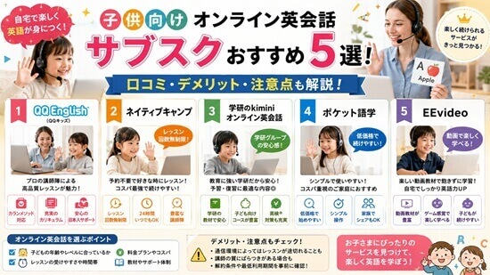 子供向けオンライン英会話サブスクおすすめ5選の画像