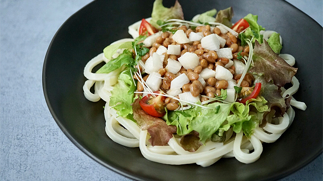 引用:あさイチ 長いもと納豆のサラダうどんのレシピ