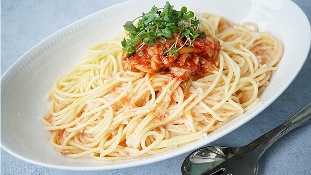 引用:あさイチ 長いも明太キムチパスタ