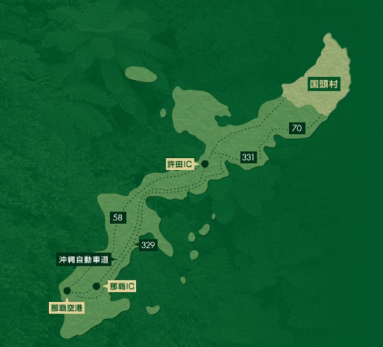 朝ドラ『ちむどんどん』ロケ地「国頭村」の地図