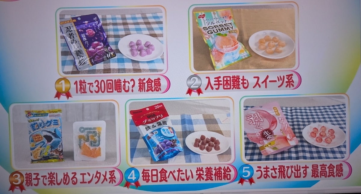 テレビ放送【おすすめ人気グミ【BEST5】の画像