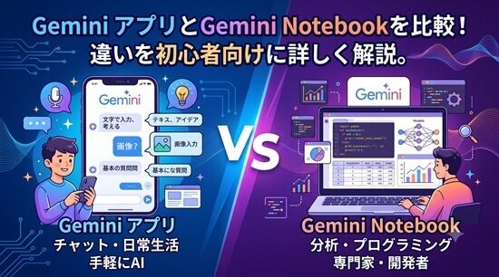 GeminiアプリとGemini Notebookの違いを比較の画像