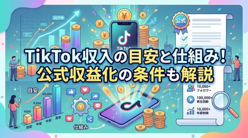【ティック トック 収入】2026年7月最新 TikTok収入の目安と仕組み！公式収益化の条件も解説