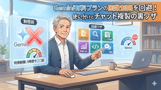 Gemini有料プランの回数制限を回避!6つの使い分けとチャット複製の裏ワザ
