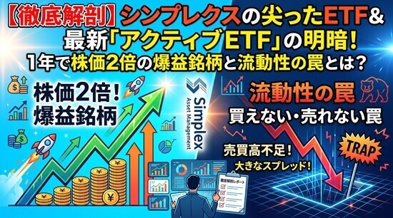 【徹底解剖】シンプレクスの尖ったETF&最新「アクティブETF」の明暗!1年で株価2倍の爆益銘柄と流動性の罠とは?