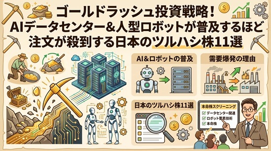 ゴールドラッシュ投資戦略!AIデータセンター&人型ロボットが普及するほど注文が殺到する日本のツルハシ株11選